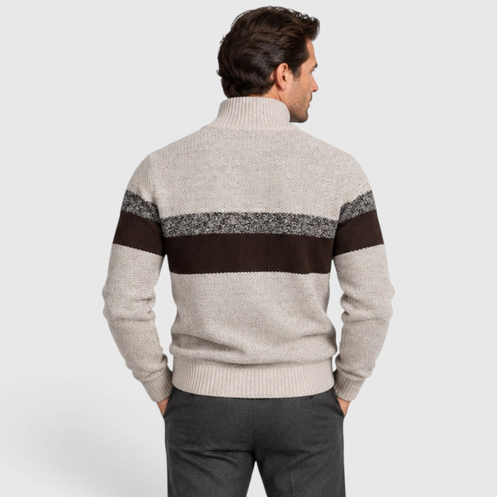 Men's Casual Knitted Quarter Zip Jumper with Stand Collar