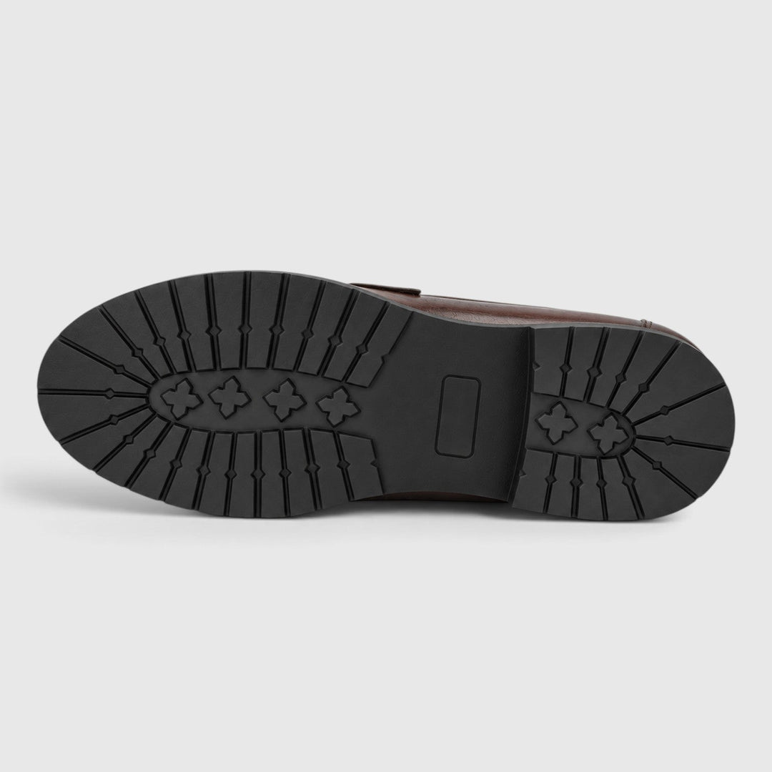 Men's Classic Leather Penny Loafers with Chunky Sole