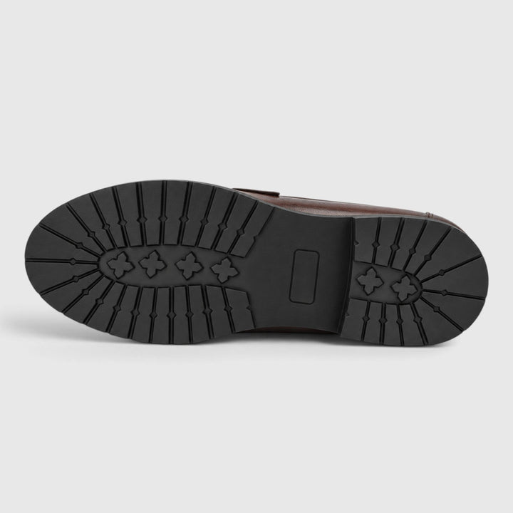 Men's Classic Leather Penny Loafers with Chunky Sole