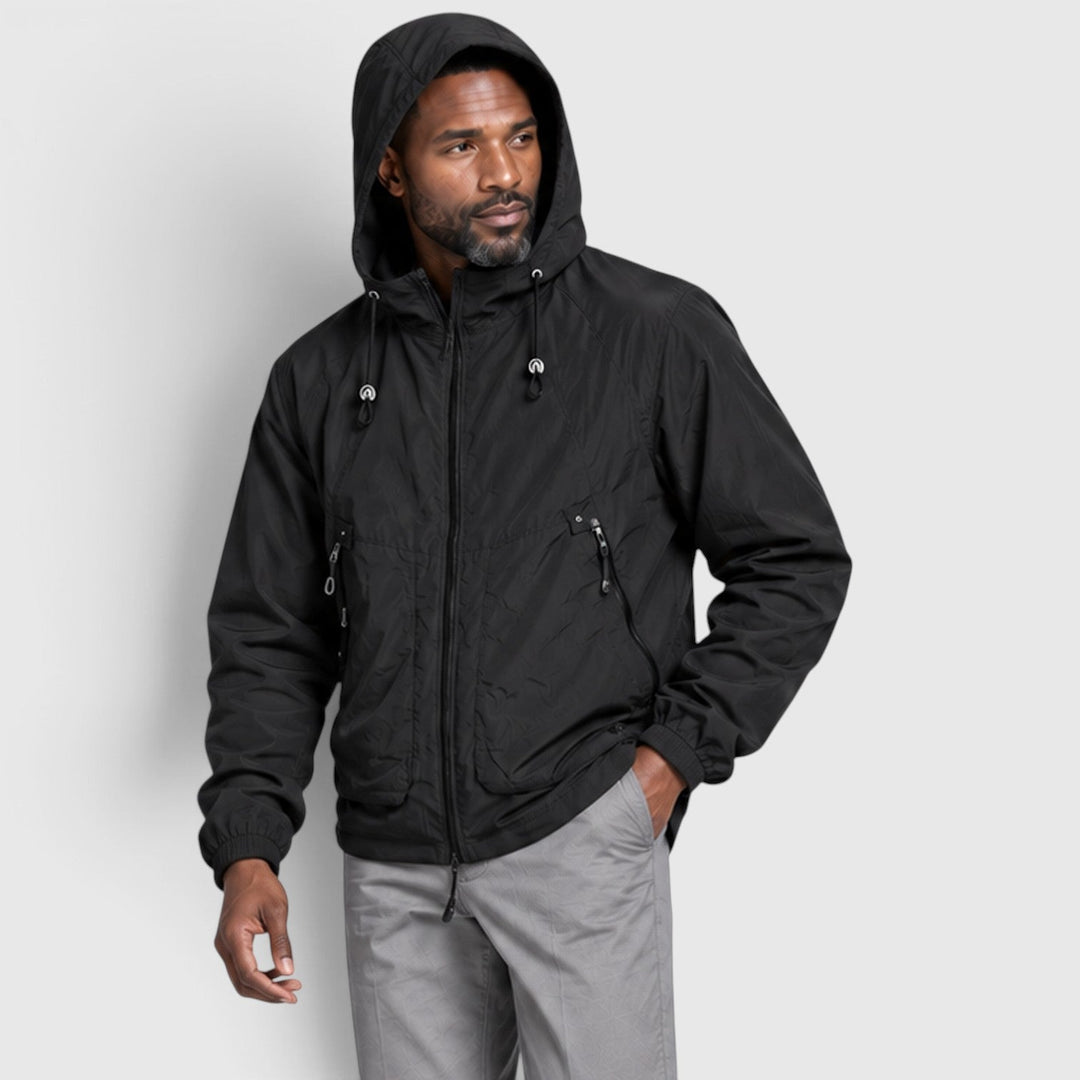 Men's Lightweight Breathable Hooded Outdoor Jacket with Zip-Up