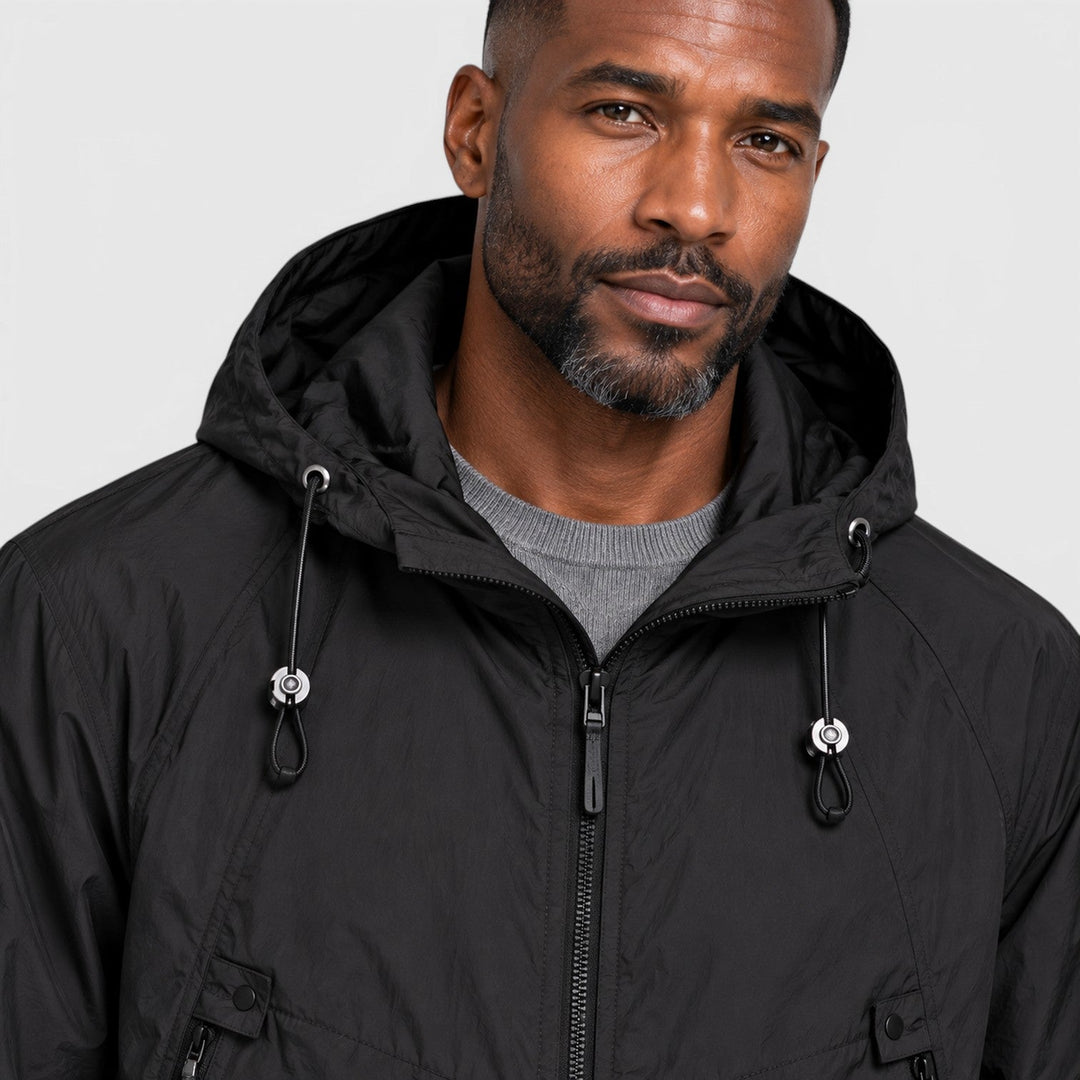 Men's Lightweight Breathable Hooded Outdoor Jacket with Zip-Up