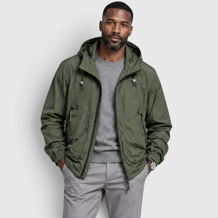 Men's Lightweight Breathable Hooded Outdoor Jacket with Zip-Up