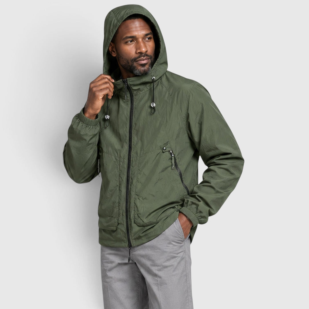 Men's Lightweight Breathable Hooded Outdoor Jacket with Zip-Up