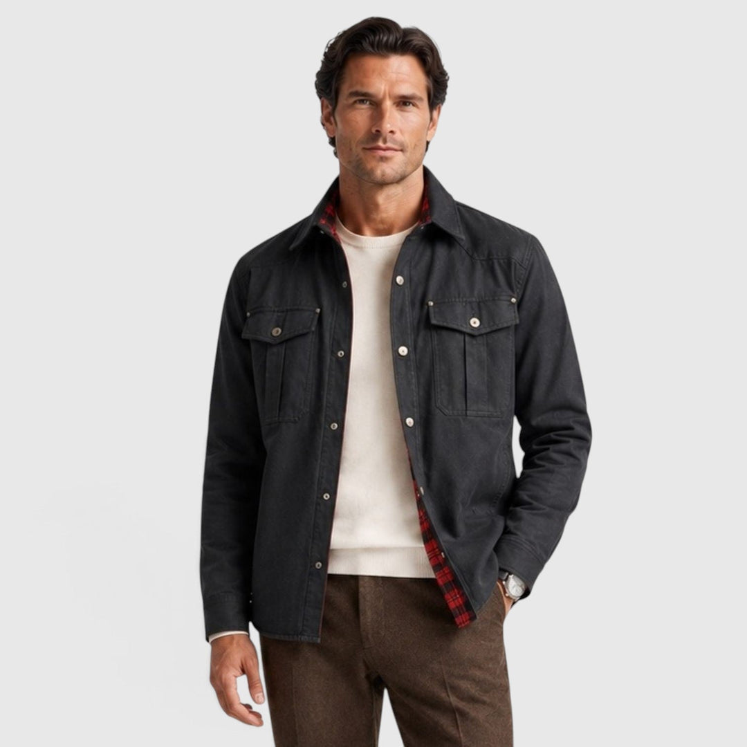 Men's Lightweight Cotton Overshirt with Button Closure