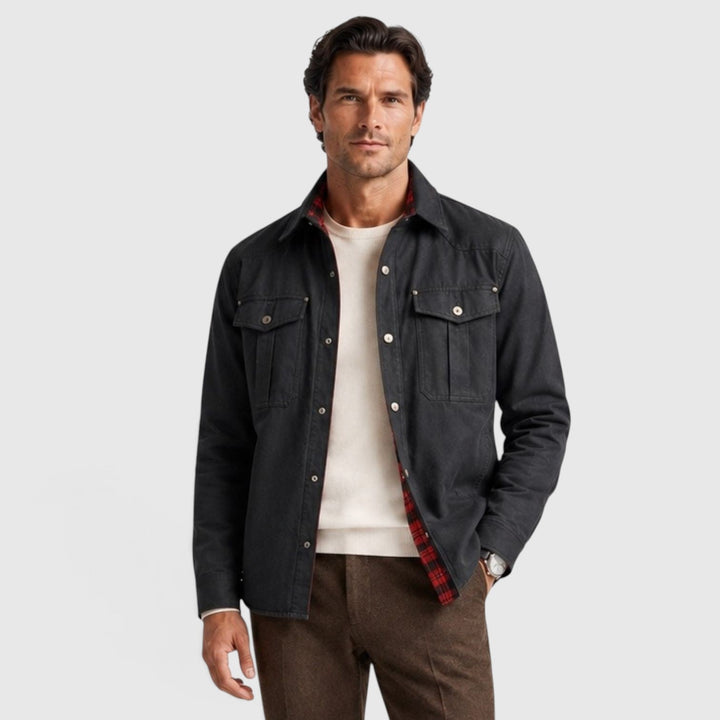 Men's Lightweight Cotton Overshirt with Button Closure