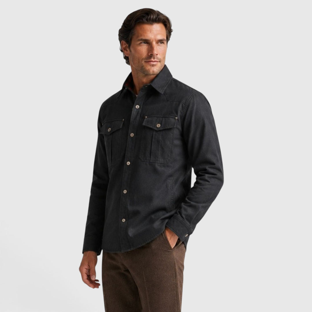 Men's Lightweight Cotton Overshirt with Button Closure