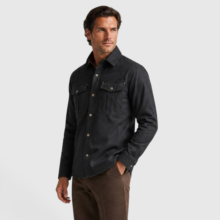 Men's Lightweight Cotton Overshirt with Button Closure