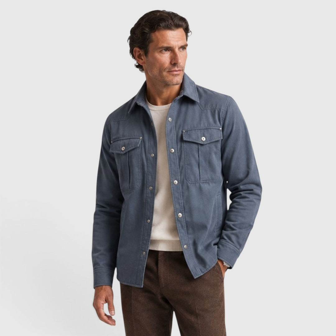 Men's Lightweight Cotton Overshirt with Button Closure