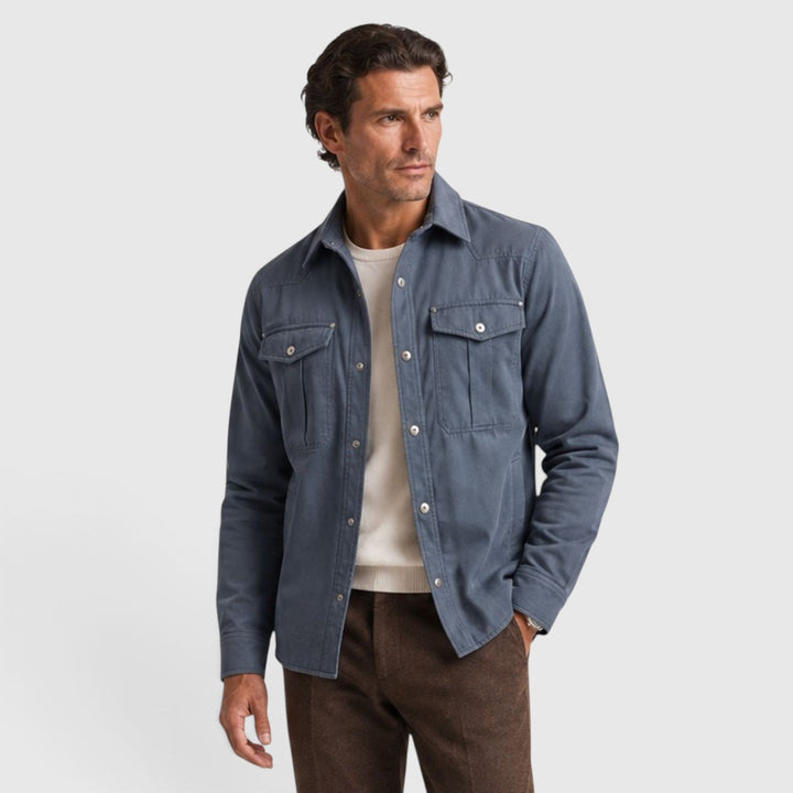 Men's Lightweight Cotton Overshirt with Button Closure