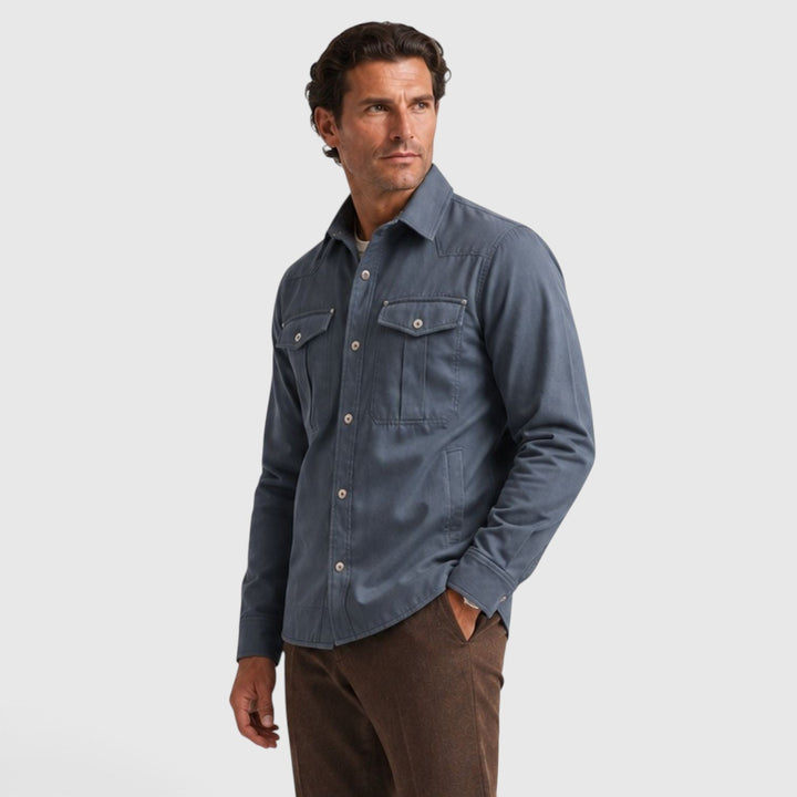 Men's Lightweight Cotton Overshirt with Button Closure