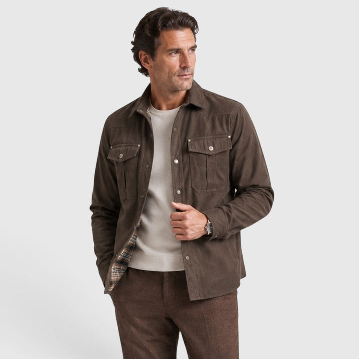 Men's Lightweight Cotton Overshirt with Button Closure
