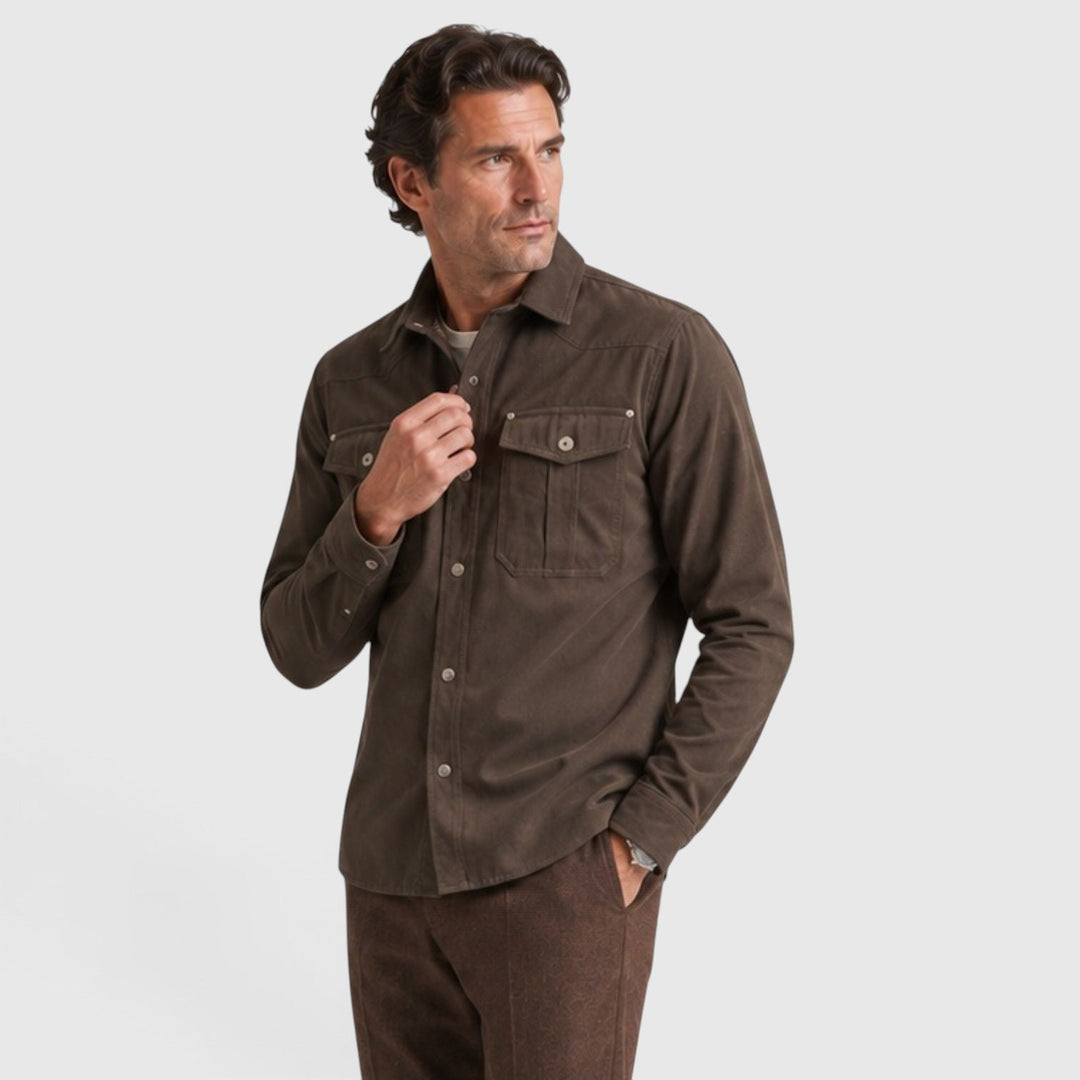 Men's Lightweight Cotton Overshirt with Button Closure