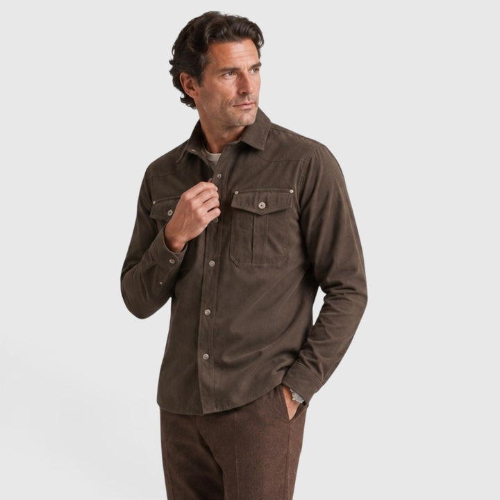 Men's Lightweight Cotton Overshirt with Button Closure
