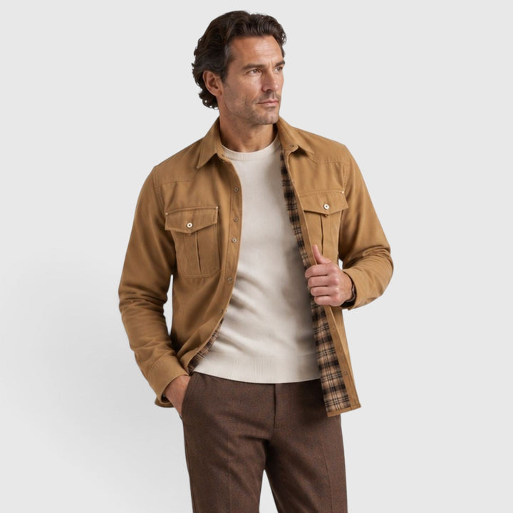 Men's Lightweight Cotton Overshirt with Button Closure