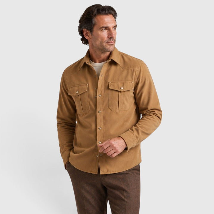 Men's Lightweight Cotton Overshirt with Button Closure