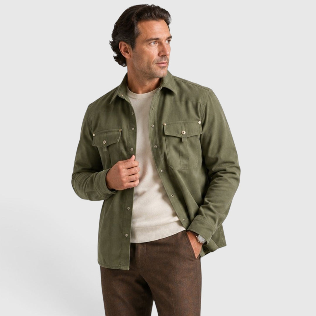 Men's Lightweight Cotton Overshirt with Button Closure
