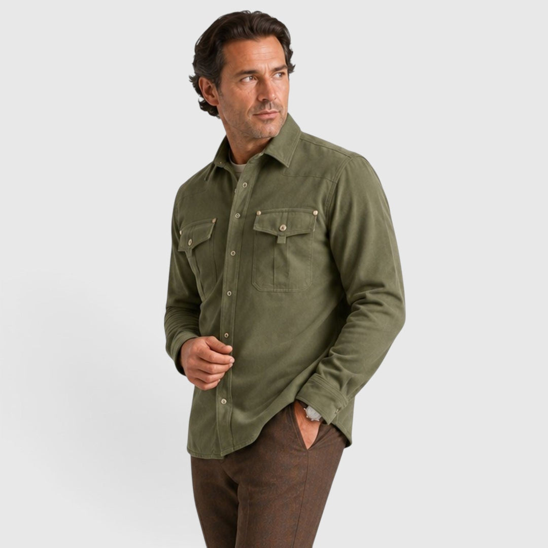 Men's Lightweight Cotton Overshirt with Button Closure
