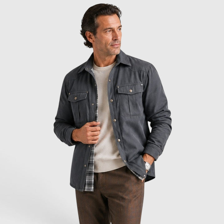 Men's Lightweight Cotton Overshirt with Button Closure