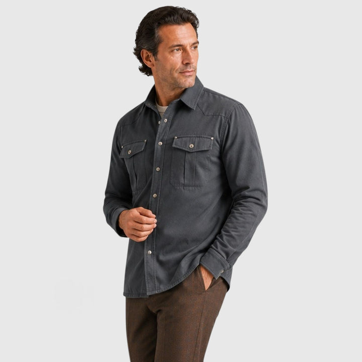 Men's Lightweight Cotton Overshirt with Button Closure
