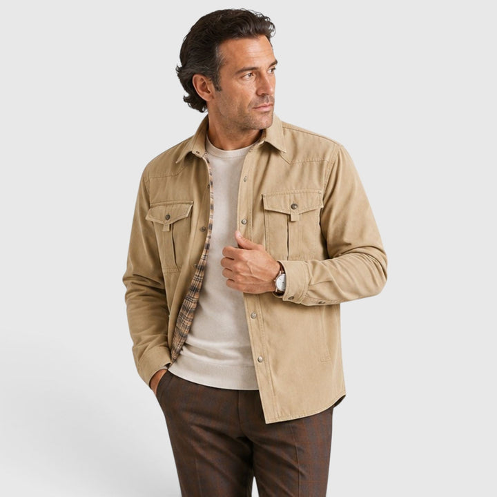 Men's Lightweight Cotton Overshirt with Button Closure