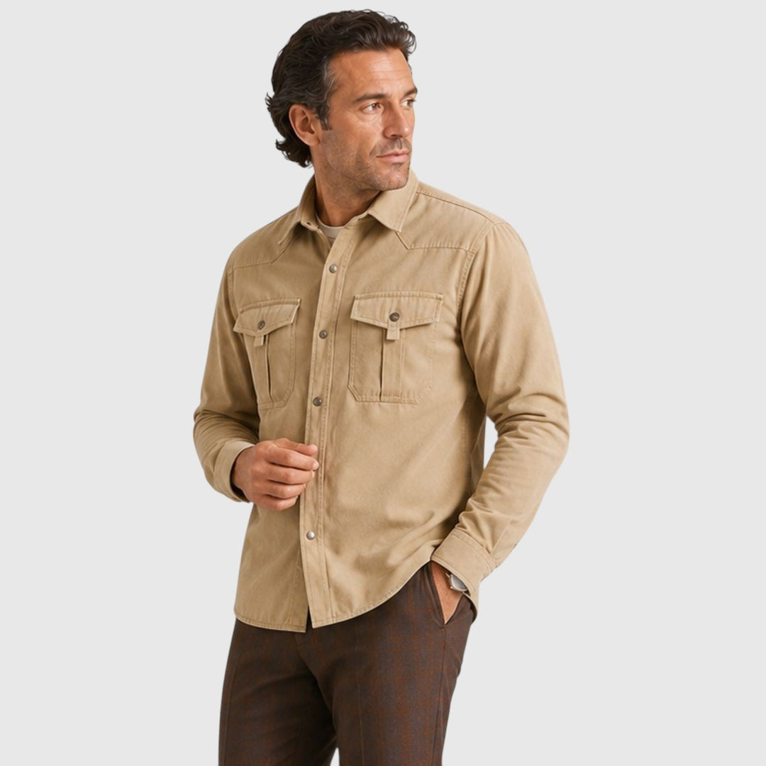 Men's Lightweight Cotton Overshirt with Button Closure