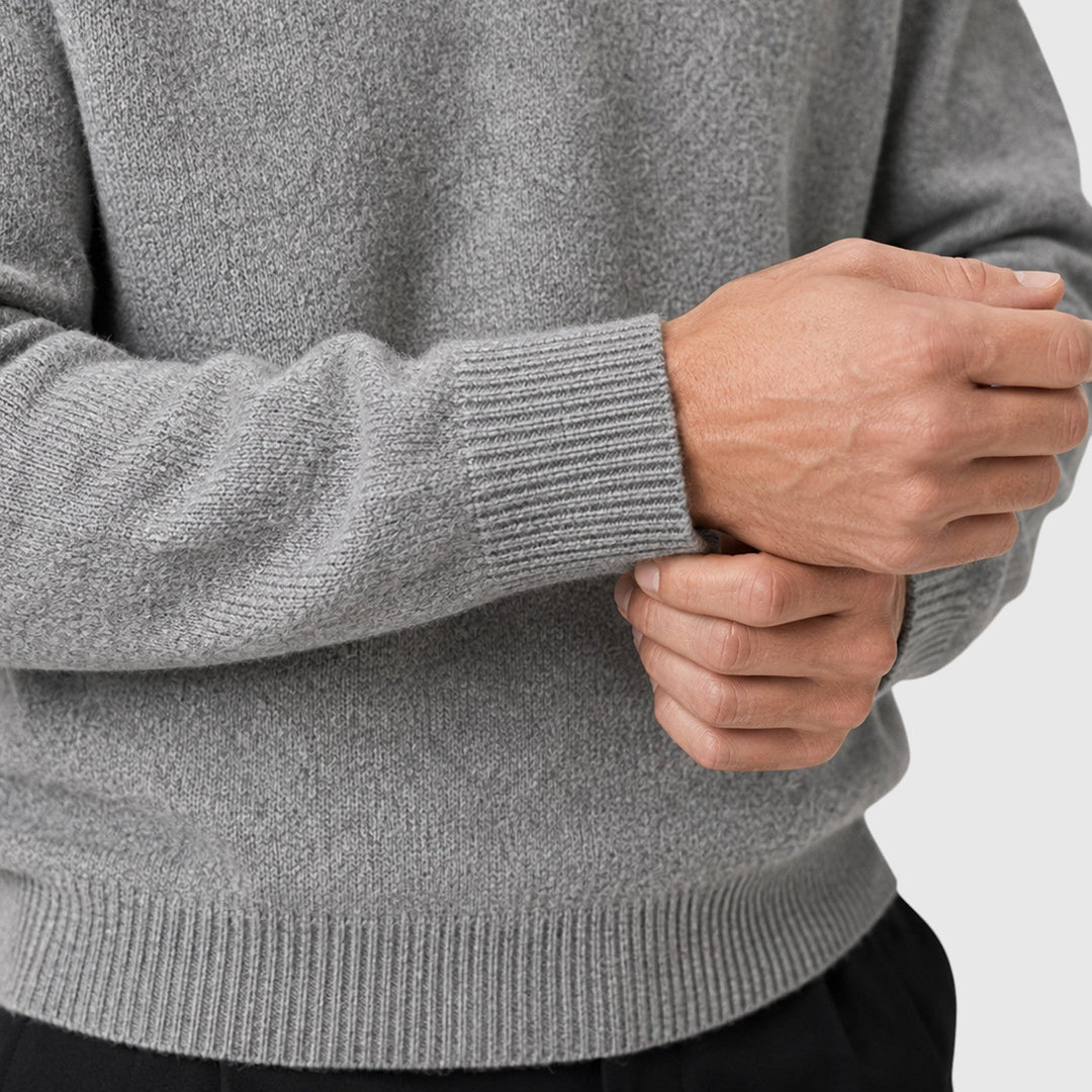 Men's Casual Loose Fit Cotton Pullover with Long Sleeves