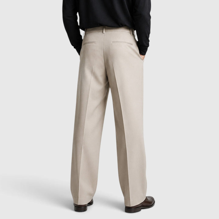 Men's Casual Loose Fit Pleated Cotton Trousers