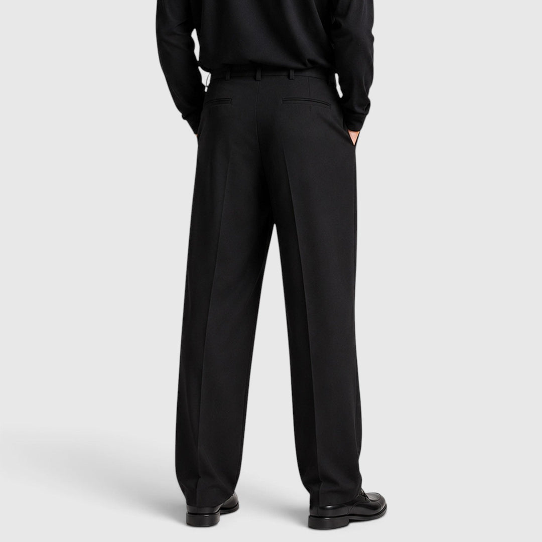 Men's Casual Loose Fit Pleated Cotton Trousers