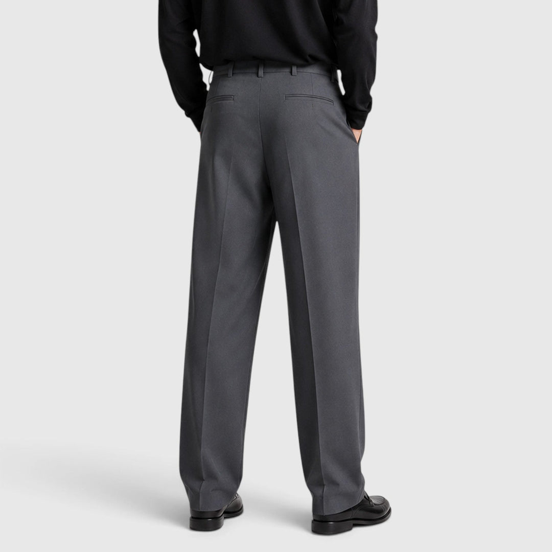 Men's Casual Loose Fit Pleated Cotton Trousers