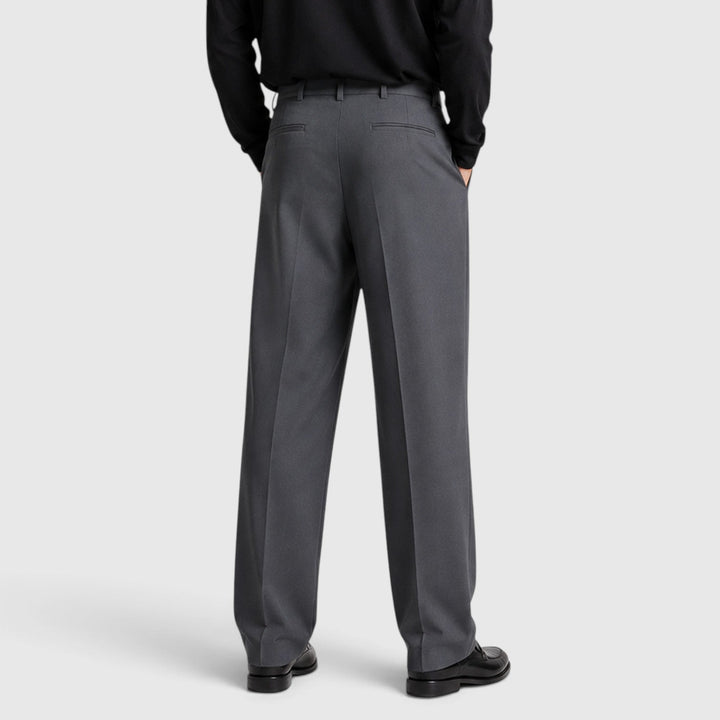 Men's Casual Loose Fit Pleated Cotton Trousers