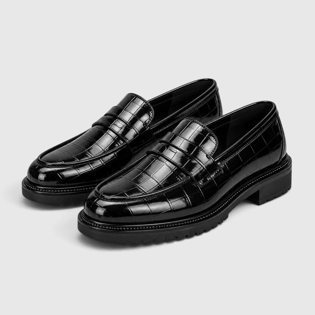 Men's Casual PU Leather Slip-On Platform Loafers