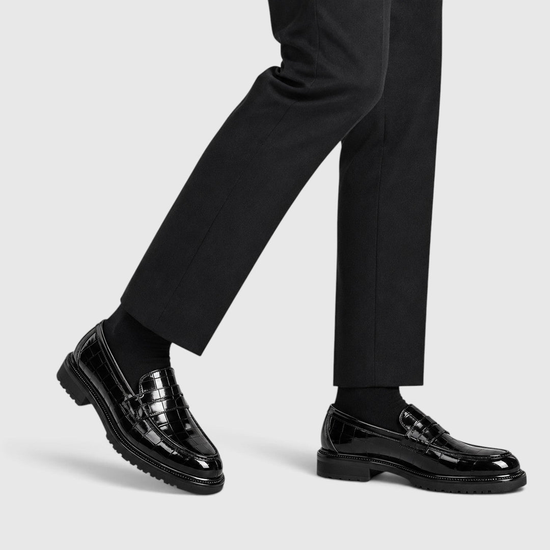Men's Casual PU Leather Slip-On Platform Loafers