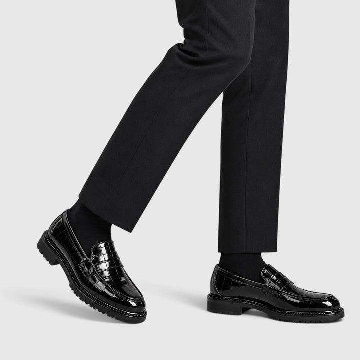 Men's Casual PU Leather Slip-On Platform Loafers