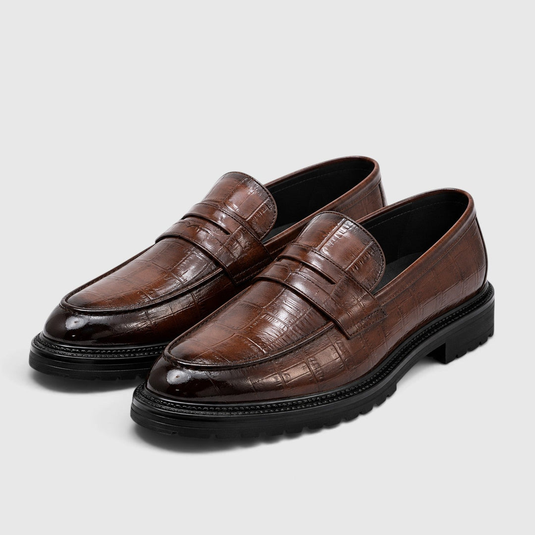 Men's Casual PU Leather Slip-On Platform Loafers