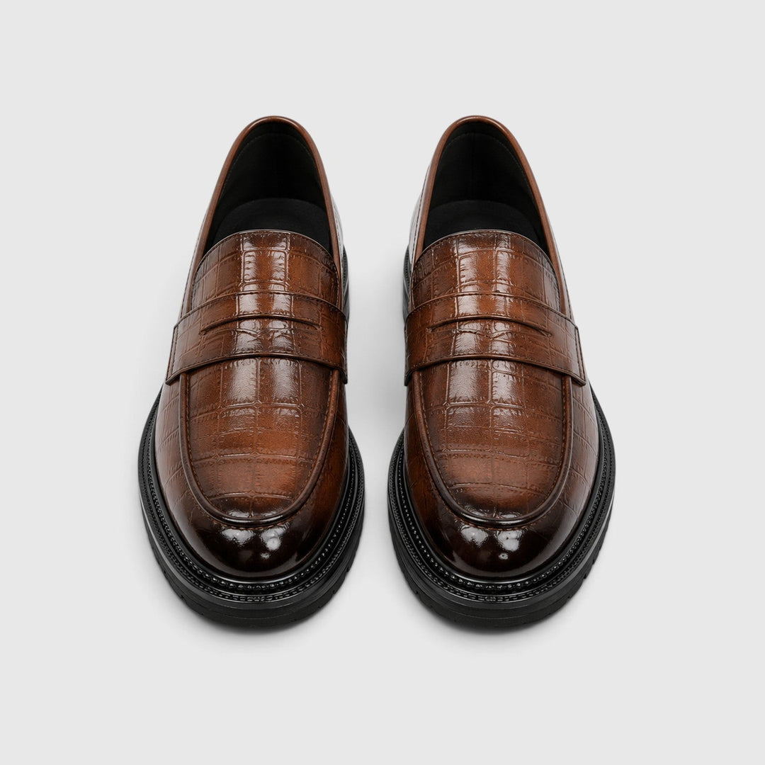Men's Casual PU Leather Slip-On Platform Loafers