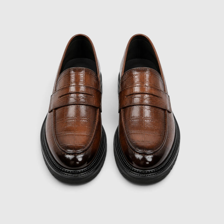 Men's Casual PU Leather Slip-On Platform Loafers