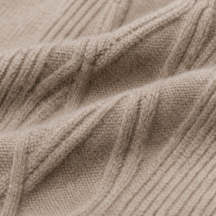Men's Classic Pure Wool Stand Collar Diamond Knit Sweater