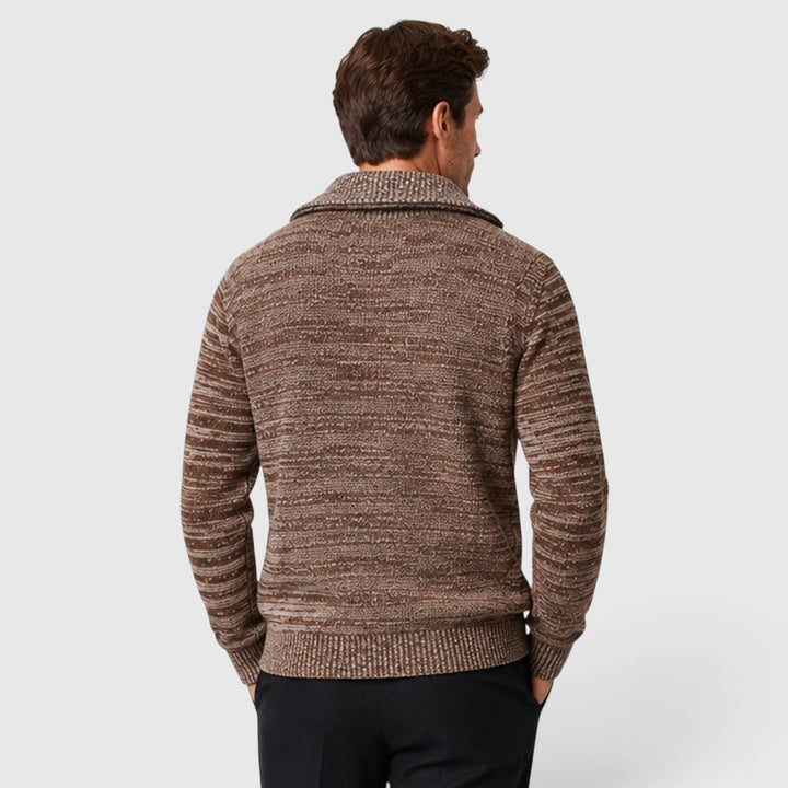 Men's Classic Pure Wool Stand Collar Diamond Knit Sweater