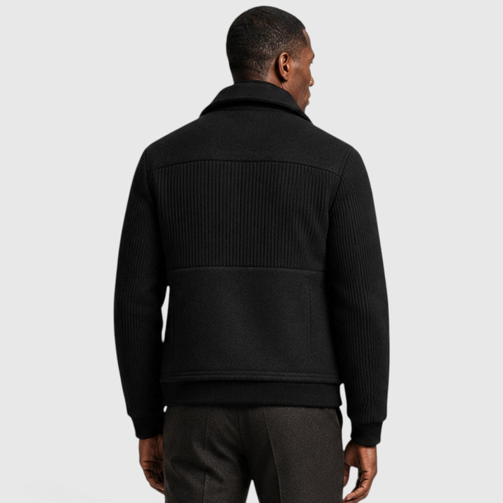 Men's Casual Ribbed Fleece-Lined Zip-Up Jacket