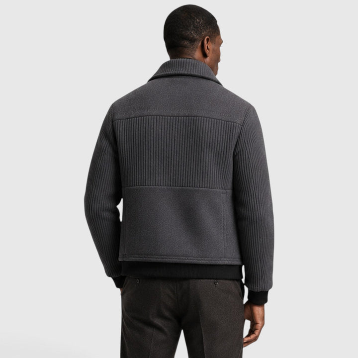 Men's Casual Ribbed Fleece-Lined Zip-Up Jacket