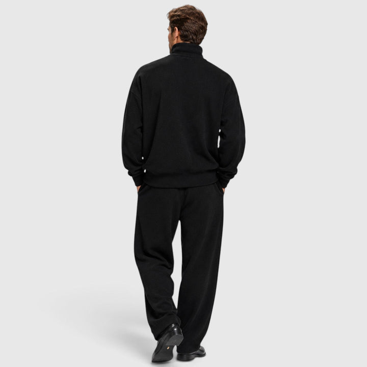 Men's Casual Roll Neck Wool Blend Jumper and Trousers Set