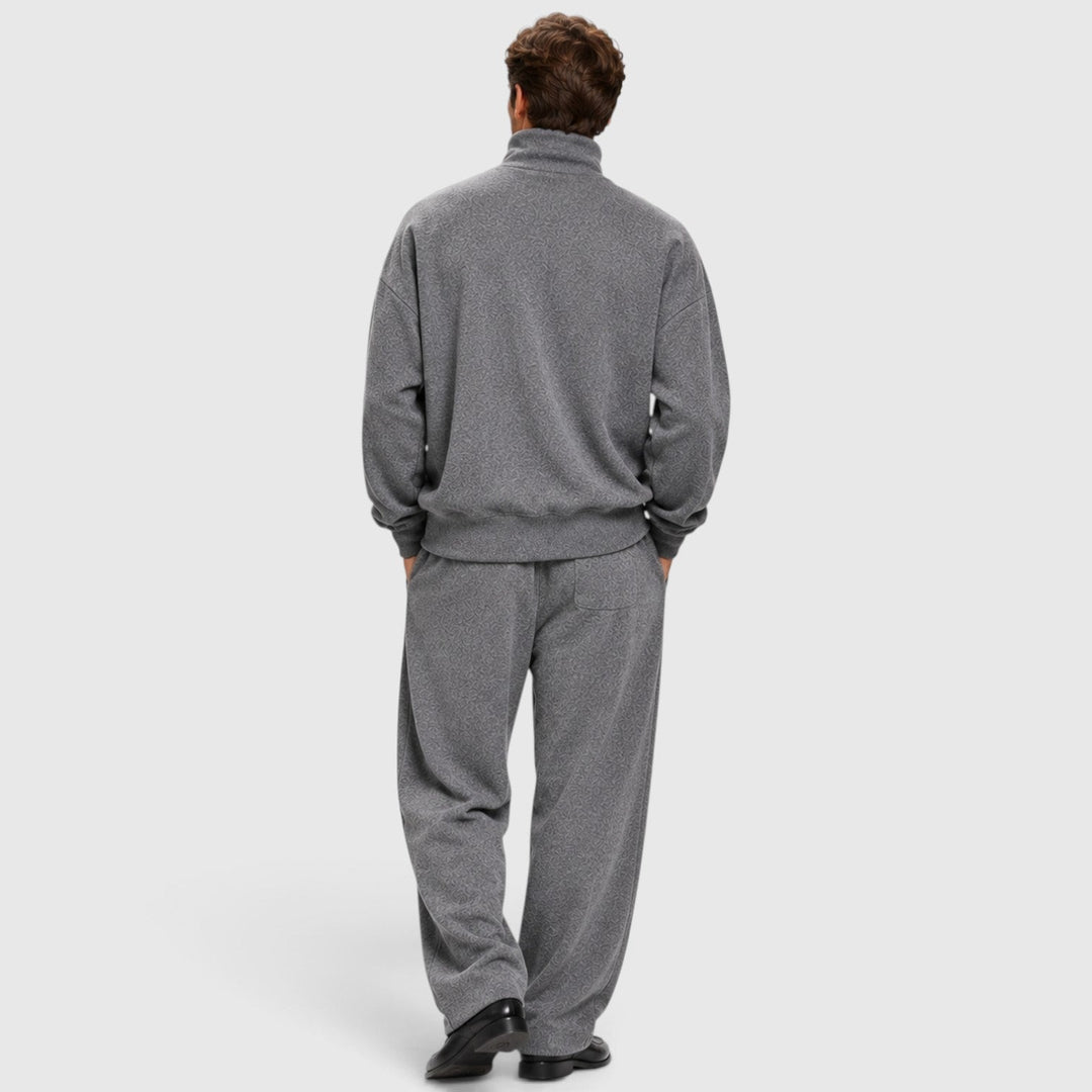 Men's Casual Roll Neck Wool Blend Jumper and Trousers Set
