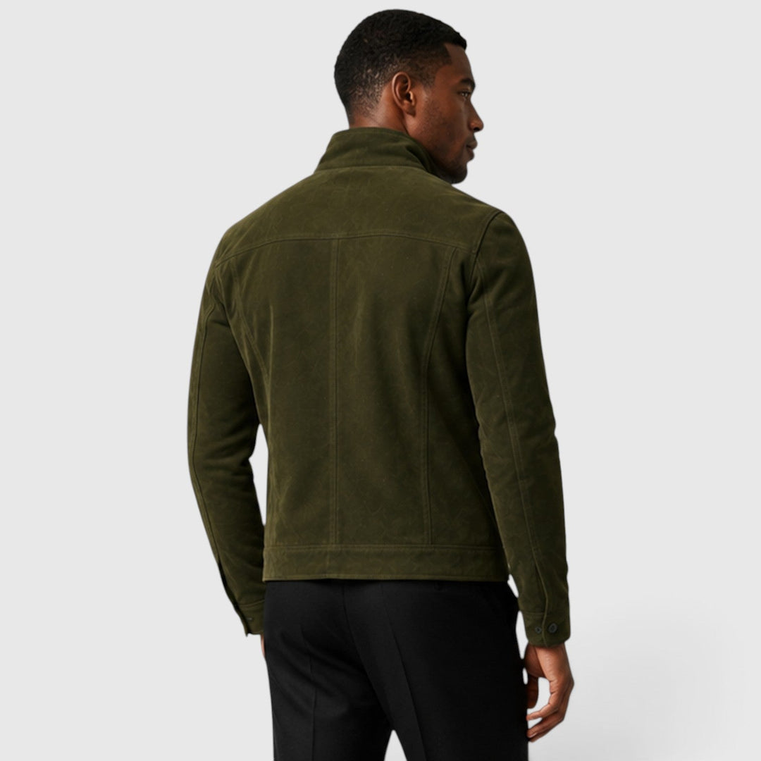 Men's Casual Suede Button Front Overshirt Jacket