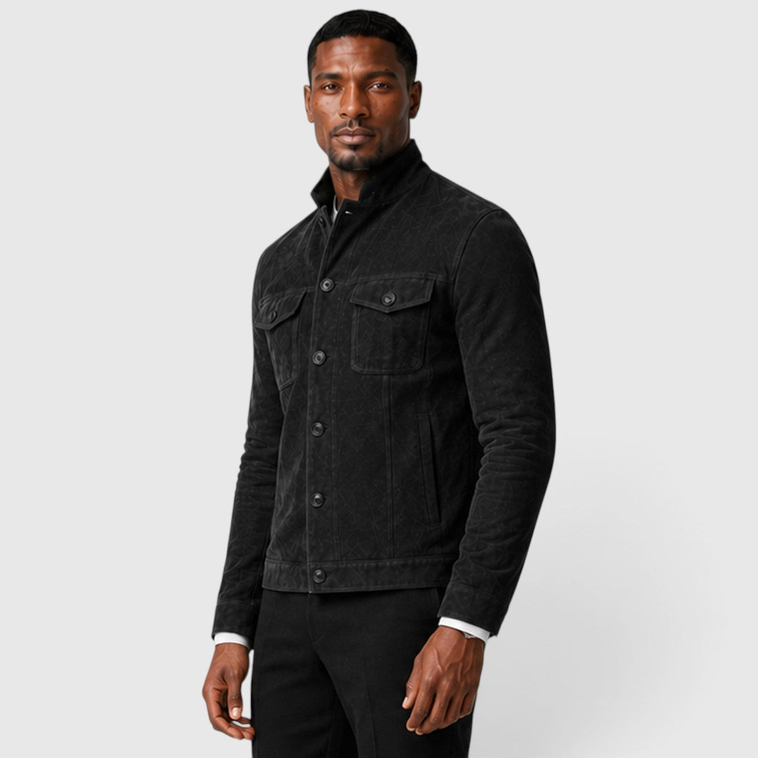 Men's Casual Suede Button Front Overshirt Jacket