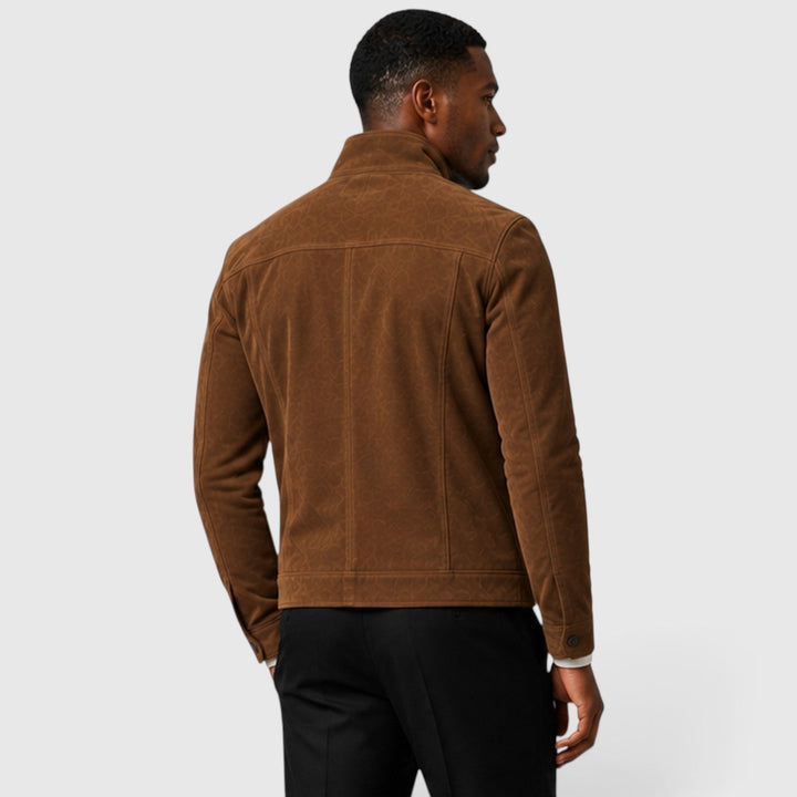 Men's Casual Suede Button Front Overshirt Jacket
