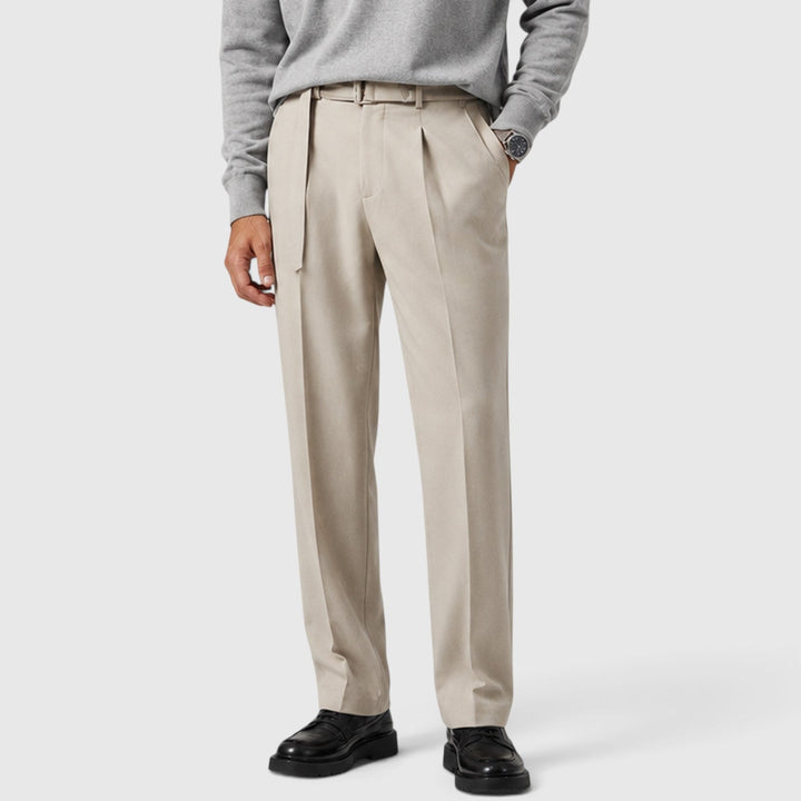 Men's Casual Wool Blend Suit Pants with Detachable Belt