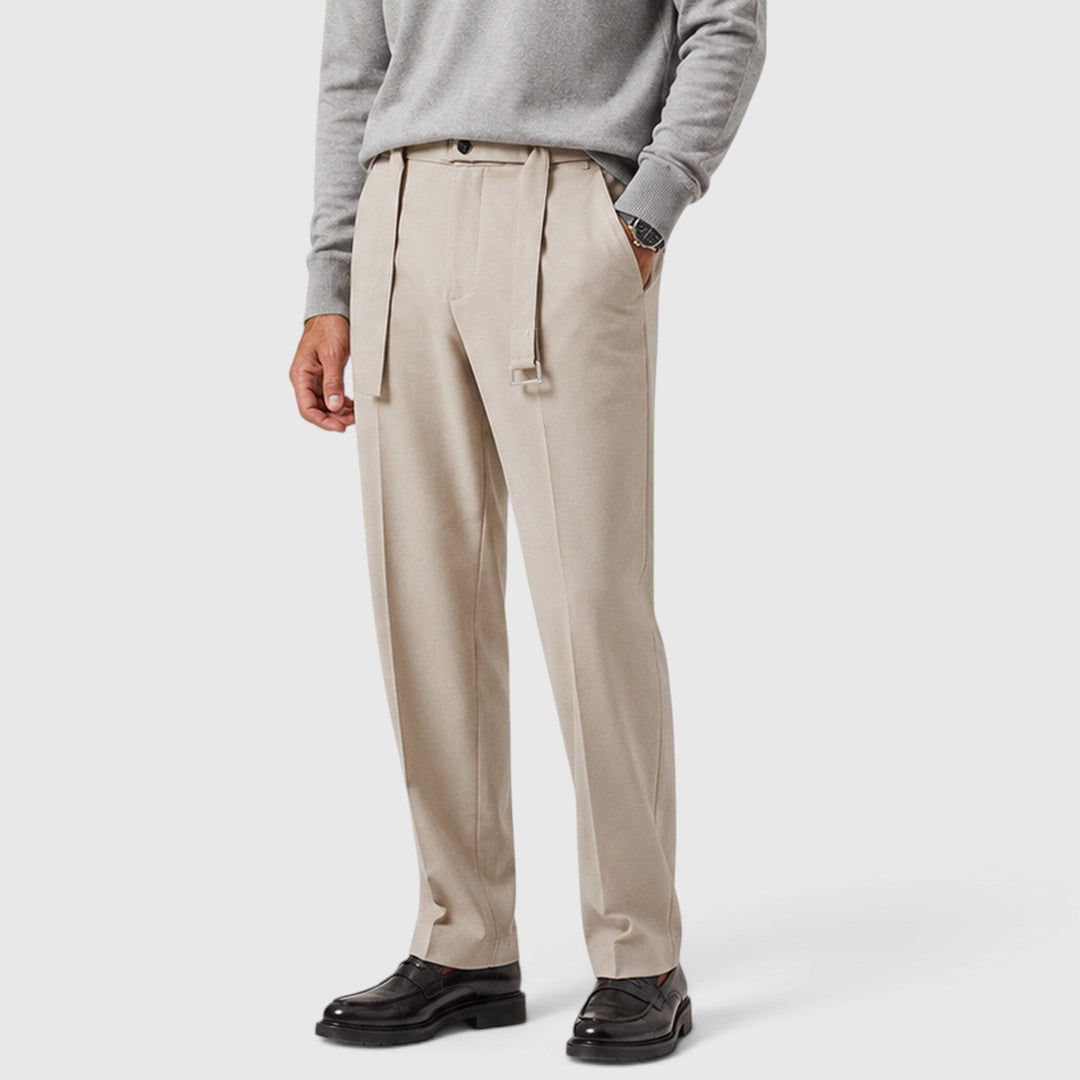 Men's Casual Wool Blend Suit Pants with Detachable Belt
