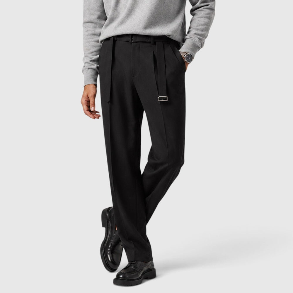 Men's Casual Wool Blend Suit Pants with Detachable Belt