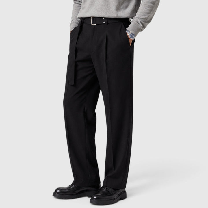 Men's Casual Wool Blend Suit Pants with Detachable Belt