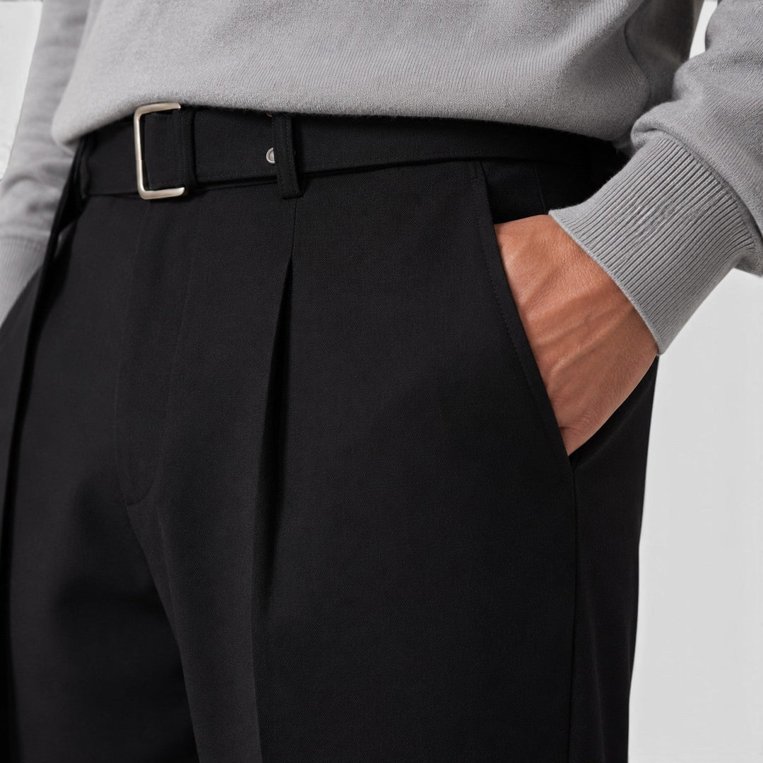 Men's Casual Wool Blend Suit Pants with Detachable Belt